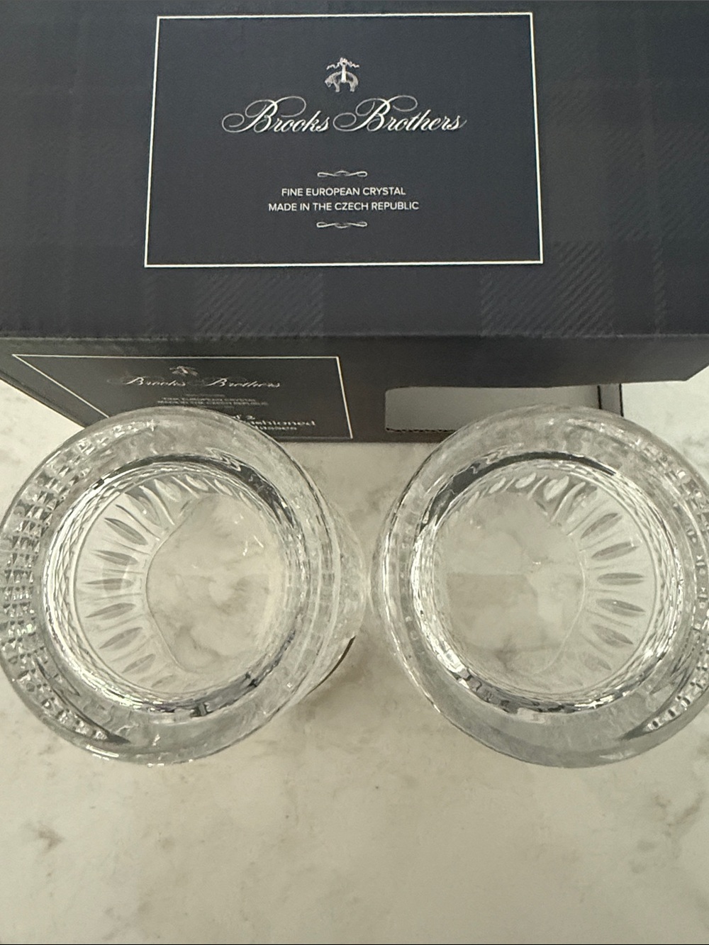 Brooks Brothers Clear Crystal Double Old Fashioned Whiskey Glasses - Clear - Picture 10 of 11